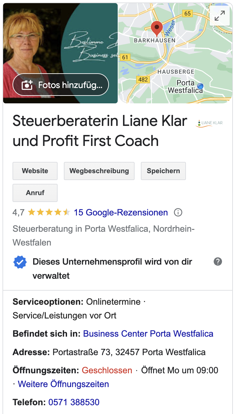 Google Bewertung Liane Klar