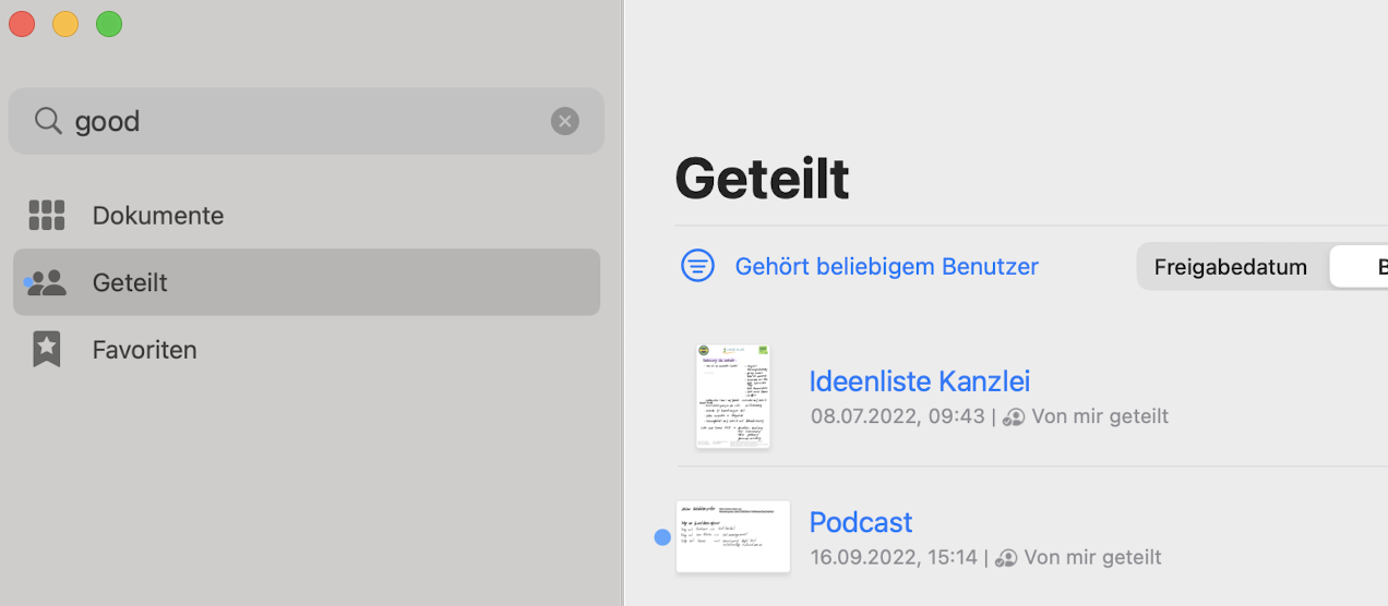GoodNotes - Geteilt Ansicht GoodNotes - Geteilt Ansicht