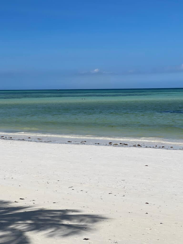 Strand mit weißem Sandstrand in Sansibar