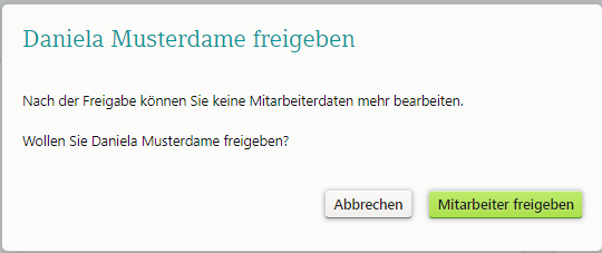Persönliche Daten freigeben, keine Änderung mehr möglich