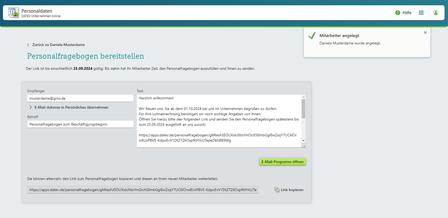 Personalfragebogen bereitgestellt für Mitarbeiter neu Personalfragebogen bereitgestellt für Mitarbeiter neu